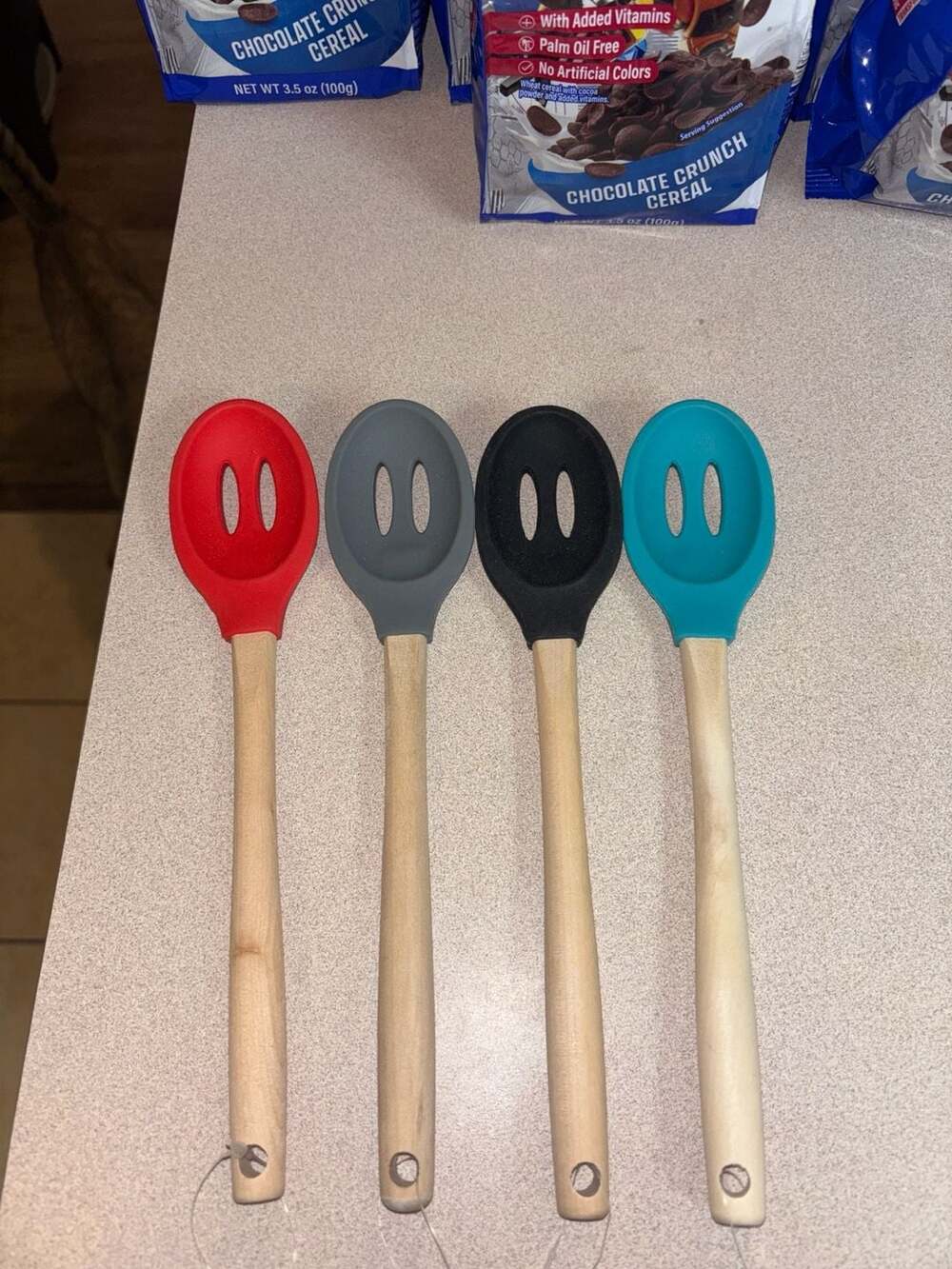 Cheer Collection Silicone Kitchen Utensil Set with Durable Wooden Handles